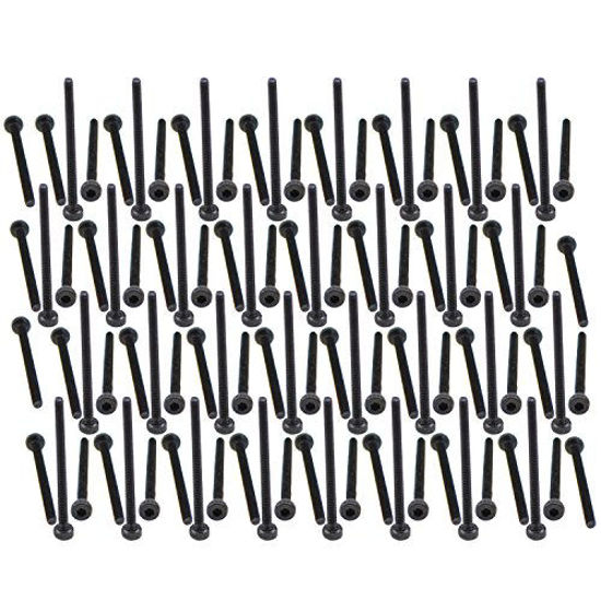 Picture of XunLiu 100PCS Grade 14.9 Alloy Steel Hex Socket Head Cap Screws Allen Wrench Drive Knurled Screws Black M2 25MM