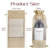 Picture of Jute Wine Bags, 10pcs Burlap Wine Bottle Bags 750ml with Sheer Window Organza Hessian Drawstring Gift Bags for Wedding Festival Wine Tasting Party Favors (14 x 6.3 inches)