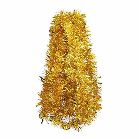 Picture of DECORA Gold Tinsel Garland for Christmas Tree Decorations Wedding Birthday Party Supplies 33 FEET