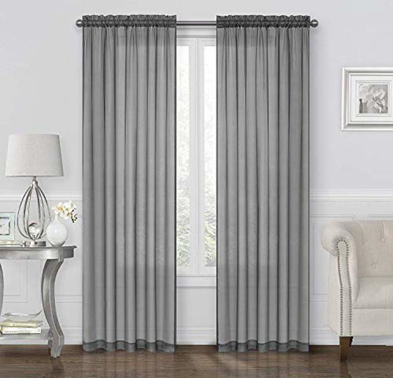 Picture of GoodGram 2 Pack: Ultra Luxurious High Thread Rod Pocket Sheer Voile Window Curtains Assorted Colors (Grey)