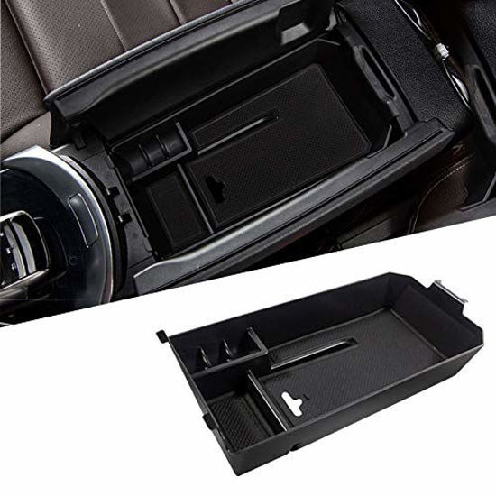 Picture of TTCR-II Centre Console Organizer Tray Compatible with Mercedes Benz C Class W205 2015-2021 and GLC Class W253 2016-2021, Console Armrest Glove Compartment Container Tray with Coin Storage Holder