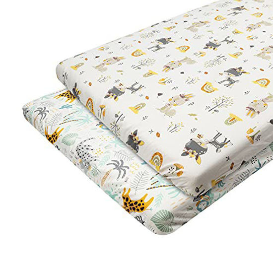 Picture of Babygoal Baby Play Playard Sheets for Boys & Girls,Cradle Sheets 100% Organic Cotton, 2 Pack 27"x39"x4" 2CYXW21-B