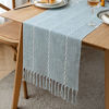 Picture of ZeeMart Farmhouse Table Runner, Rustic Table Runners 72 Inches Long, Cotton Linen Boho Table Runner, Braided Striped Coffee Table Runner for Dining Party Holiday, 15x72 Inches, Braided Dusty Blue