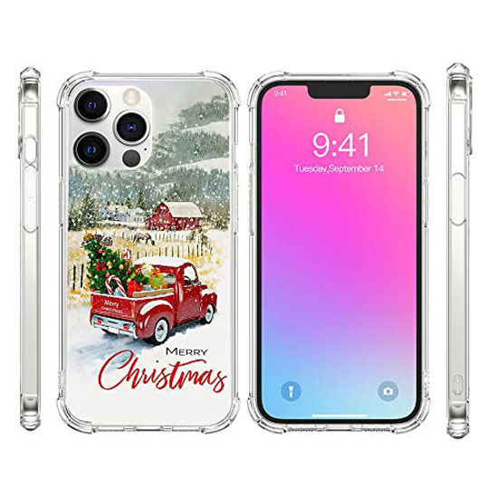 Picture of Christmas Tree Red Truck Aesthetic Pattern Phone Case Compatible with iPhone 13 Pro Max, Slim Fit Shockproof Drop Full Body Protection Case Cover for iPhone 13 Pro Max(2021) 6.7