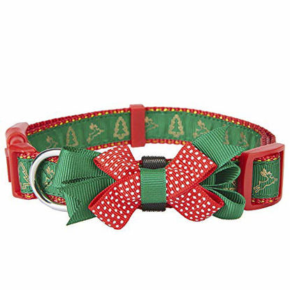 Picture of Petiry Christmas Festival Dog Collar with Flower Decoration Premium Ribbon Holiday Sent Printing/Neck 12"-18"; 3/4" Width