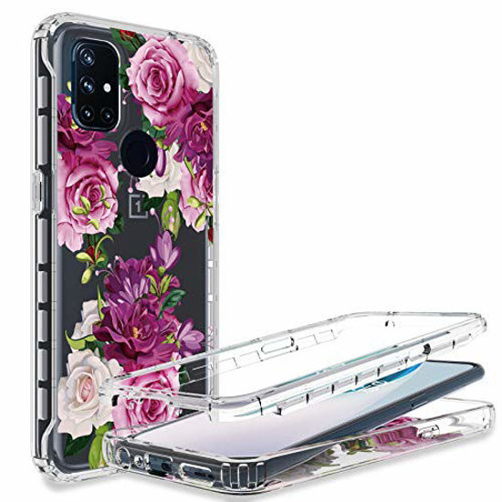 3 Items AMPURSQ for ONEPLUS Nord N10 5g Case with Screen Protector Nord N10 5g Case for Women Girl Slim Shockproof Floral Design Protective Phone