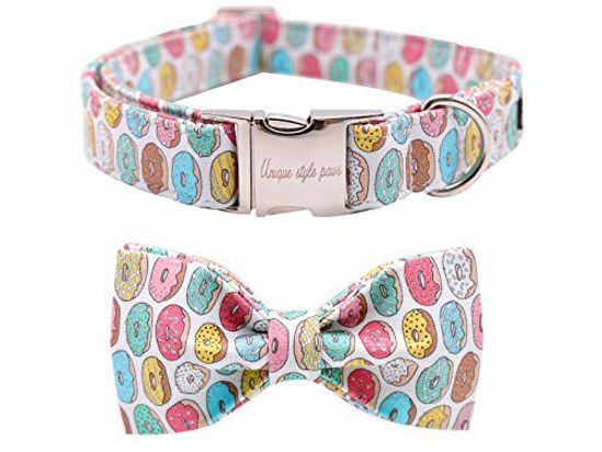 Picture of Unique Style Paws Dog Collar with Bow, Bowtie Dog Collar Adjustable Collars for Small Medium Large Dogs and Cats