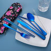 Picture of Travel Utensils,Reusable Silverware Set To Go Portable Cutlery Set with a Waterproof Carrying Case for Lunch Boxes Workplace Camping School Picnic (FlowerCase/Blue)