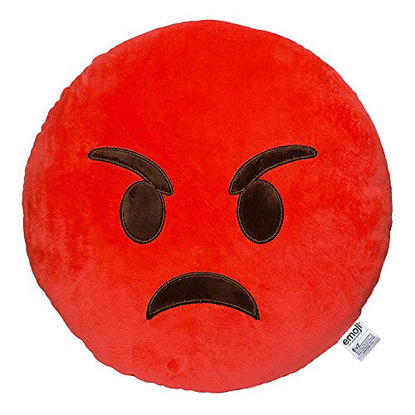 Picture of EvZ Emoji Rage Face Emoticon Cushion Stuffed Plush Soft Pillow, 32cm, Red