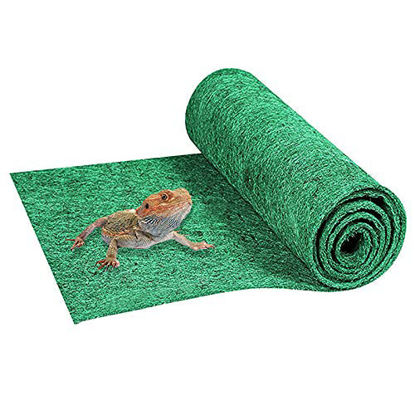 Picture of Mechpia 47" x 24" Large Reptile Carpet Terrarium Liner Bedding Reptile Substrate Mat Supplies for Bearded Dragon Snake Lizard Tortoise Leopard Gecko (Green)