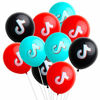 Picture of 40Pack TIK Tok Balloons Theme Party Balloons Music Note Balloon Birthday Party Decoration Supplies for TIK Tok Fans Central Cafe Couch Door Musical Gathering Short Video Balloons Light Blue Red Black