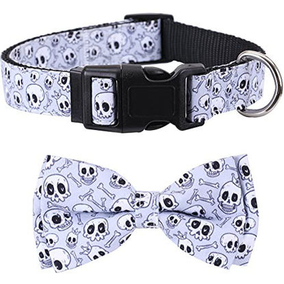 Picture of Halloween Dog Collar with Removable Cute Bow Tie Adjustable Pet Collars