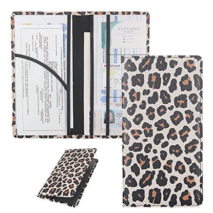 Picture of Car Registration and Insurance Card Holder with Magnetic Closure, Premium PU Leather License Registration Holder for Driver License, Insurance Card, Paperwork, Men & Women (Snow Leopard 1)