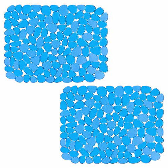 Picture of Pebble Sink Mat, Bligli PVC Eco-friendly Kitchen Adjustable Dish Drying Mats Sink Protector Liner Pad 15.8 x 11.8 inch (2 PACK, Blue)