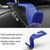 Picture of LivTee Blue Superior Leather Car Seat Back Headrest Hooks, Car Hook Hangers Interior Accessories for Purse Coats Umbrellas Grocery Bags Handbag, 2-Pack