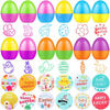 Picture of Easter Sticker Roll and Stampers Set Include 12 Pieces Easter Theme Colorful Egg Stamps and 500 Pieces Bunny Pattern Stickers for Easter Basket Filler, Egg Filler, Easter Party and Classroom Activity