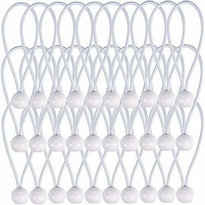 Picture of AOPRIE 30 Pack Bungee Balls, White Ball Bungee Heavy Duty Heavyweight 9inches Tarp Bungee Cords, Weather Resistant Tie Down Strap 4mm Thickness - for Camping, Tents, Cargo, Holding Wire and Hoses