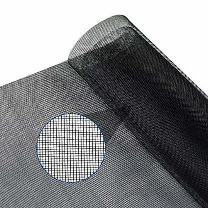 Picture of Yoochee Window Screen Replacement - DIY Costume Adjustable Fiberglass Screen Mesh - Durable Screen Roll for Windows Doors and Patio Screen (39" x 118", Charcoal/Black)