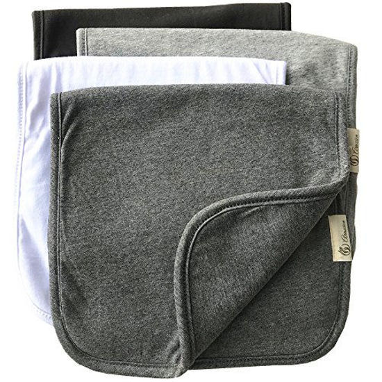 Picture of Burp Cloths for Babies, Grey Black and White Set, 20 by 10 Inches 3 Layers, Cotton and Absorbent fleece, 4 Pack