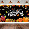 Picture of Thanksgiving Photography Backdrops Fall Photo Backdrops Polyester Soft Backdrop Photography Fabric Fall Backdrops Fall Back Drop Pumpkin Maple Leaves Turkey Party Supplies (Black Backing)