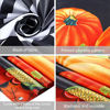 Picture of Thanksgiving Photography Backdrops Fall Photo Backdrops Polyester Soft Backdrop Photography Fabric Fall Backdrops Fall Back Drop Pumpkin Maple Leaves Turkey Party Supplies (Black Backing)