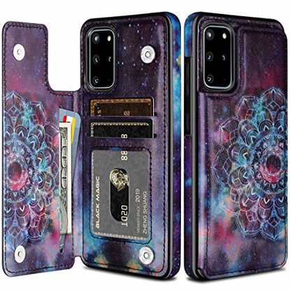 Picture of HianDier Wallet Case for Galaxy S20 Plus Slim Protective Case with Credit Card Slot Holder Flip Folio Soft PU Leather Magnetic Closure Cover for Samsung Galaxy S20+ Plus 6.7 Inch, Mandala