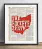 Picture of Ohio The Buckeye State Upcycled Dictionary Art Print 8x10