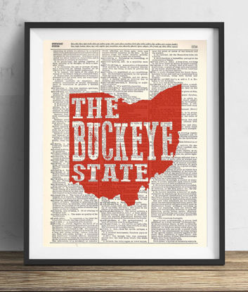 Picture of Ohio The Buckeye State Upcycled Dictionary Art Print 8x10