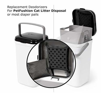 Picture of Bamboo Charcoal Deodorizer Bag for Litter Disposal Box / Diaper Pails (4 Pack) - Replacement Inserts for PetFushion Portable Cat Litter Disposal - Absorb and Eliminate Odors / Smells