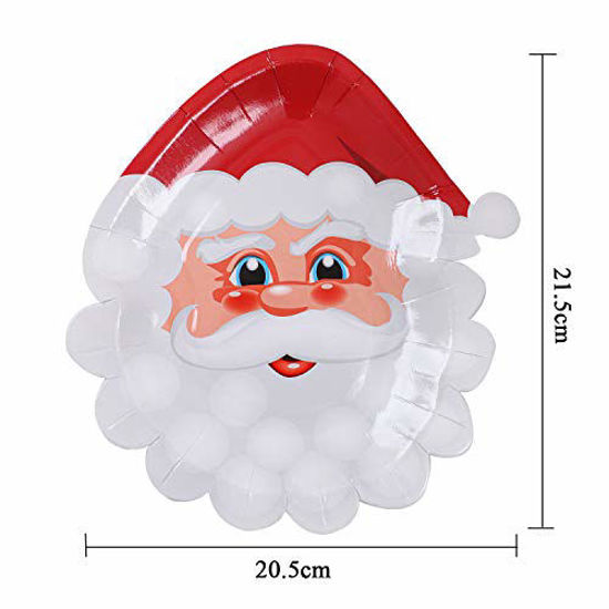 Picture of Aneco 50 Pieces Christmas Paper Plates Santa Plates Christmas Party Plates Party Supplies Party Tableware for Christmas Party