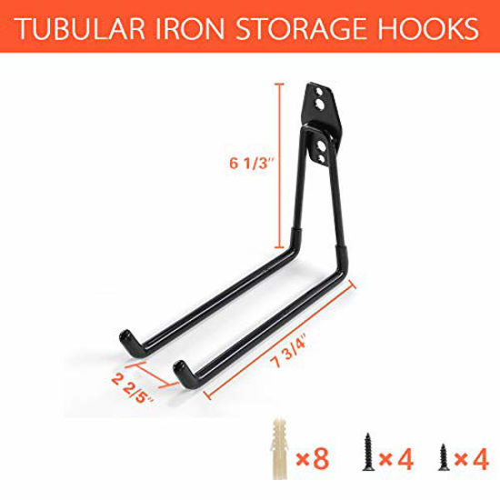 GetUSCart- Heavy Duty Garage Storage Utility Hooks for Ladders & Tools, Wall  Mount Garage Hanger & Organizer - Tool Holder U Hook with Anti-Slip Coating  (2 Pack - Black)