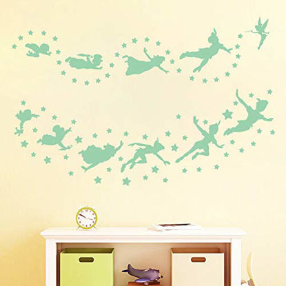 Picture of decalmile Glow in The Dark Peter Pan Wall Decals Fluorescence Star Wall Stickers Baby Nursery Kids Bedroom Luminous Wall Decor