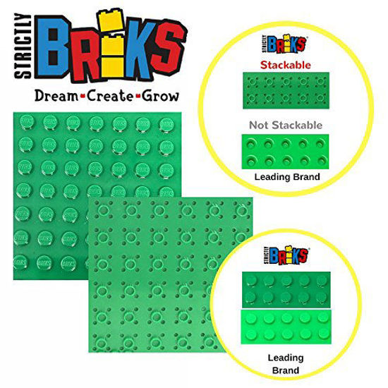 Picture of Strictly Briks Classic Baseplates 6" x 6" Brik Tower 100% Compatible with All Major Brands | Building Bricks for Towers and More | 4 Light Gray Stackable Base Plates & 30 Stackers