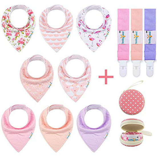 Picture of Babygoal Baby Bandana Drool Gift Sets for Baby Girls and Boys, 8 Pack Super Absorbent Bibs 8BB02