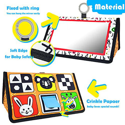 Picture of Epessa Floor Mirror Toy for Baby Tummy Time, Montessori Sensory Toys Black and White High Contrast for Car Seat Stroller Autism Toys Gifts for Toddlers