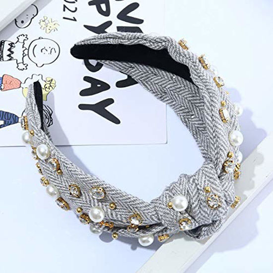 POPINK Pearl headband for Women Knot White Fashion Embellished Top Knotted  Hairband ladies Twist Bohemian Hair accessories for Girls