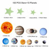 Picture of Glow in The Dark Stars and Planets Solar System Wall Decals, 110PCS Glowing Ceiling Spaceship Stars Wall Stickers, Best Gift for Kids Bedding Room Nursery Home Decoration Party Birthday(Small Size)