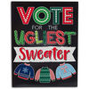 Picture of 51 Piece Ugly Christmas Sweater Contest Ballot Voting Cards with Table Sign, Fun Christmas Party Games and Decorations