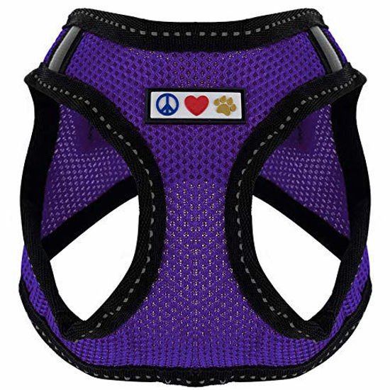 Picture of Pawtitas Pet Reflective Mesh Dog Harness Step in or Vest Harness, Comfort Control, Training Walking of Your Puppy/Dog XXS Extra Extra Small Purple Dog Harness