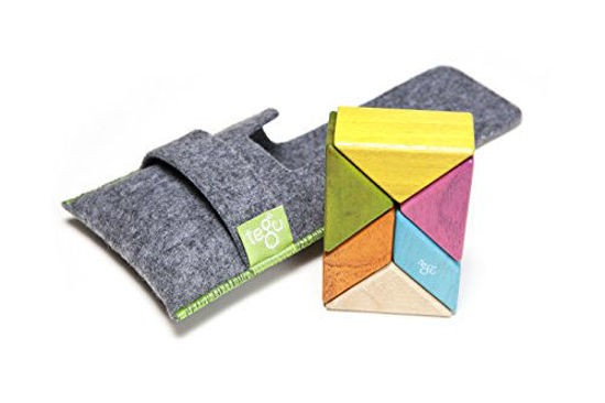 Picture of 6 Piece Tegu Pocket Pouch Prism Magnetic Wooden Block Set, Tints