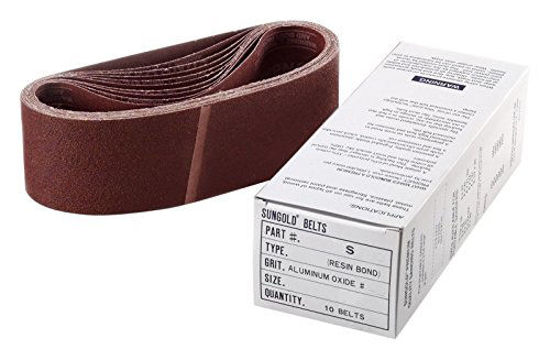 Picture of Sungold Abrasives 64671 Aluminum Oxide X -Weight Cloth 220 Grit Portable Sanding Belts (8/Box), 3" X 24"