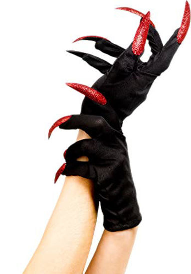 Picture of Dzrige Halloween Gloves | Witch Gloves | Devil Ghost Gloves | Demon Gloves for Cosplay Costume Accessories Halloween Party Dress Supplies (Red)