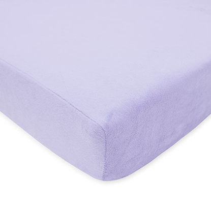 Picture of TL Care Heavenly Soft Chenille Fitted Crib Sheet for Standard Crib and Toddler Mattresses, Lavender,28 x 52, for Girls