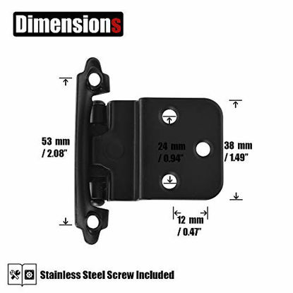 Picture of JQK 3/8 Inch Inset Cabinet Door Hinges, Cabinet Hinge, 10 Pack Matte Black, CH201-BK-P10