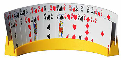 Picture of Twin Tier Premier Playing Card Holder (Set of 2) - Holds Up to 32 Playing Cards Easily - 12 1/2" x 4 1/2" x 2 1/4" - Stack for Storage - Made in The USA (Yellow)