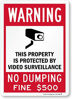 Picture of SmartSign Warning - This Property Is Protected By Video Surveillance, No Dumping, Fine $500 Sign | 10" x 14" Engineer Grade Reflective Aluminum