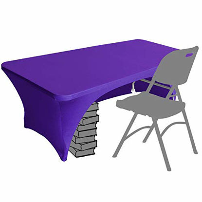 Picture of Eurmax Spandex Table Cover 4 ft. Fitted 30+ Colors Polyester Tablecloth Stretch Spandex Table Cover-Table Toppers,4 FT Table Cover Open Back (4Ft, Purple)