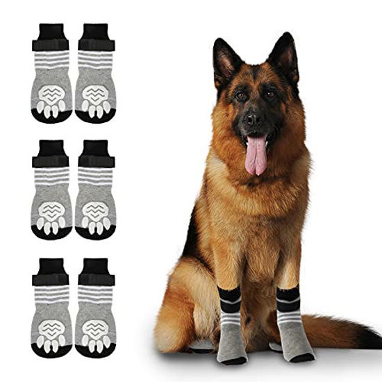 2 Pairs of Anti Slip Dog Socks-Dog Grip Socks with Straps Traction Control  for Indoor on Hardwood Floor Wear,Pet Paw Protector for Small Medium Large  Dogs A S 