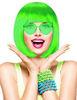 Picture of PLANTURECO Featured Wigs and Party Sunglasses, Color Bob Wig, Cosplay Wigs and Party Wigs, Rainbow Wig with Neon Glasses Wigs for Women - Bachelorette Party Wigs Decorations Favors (Green)