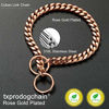 Picture of txprodogchains Rose Gold Chain Dog Collar 10MM Cuban Link Chain Stainless Steel Metal Links Walking Training Collar for Small Medium Large Dogs (24")